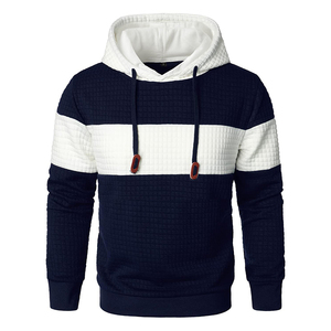 เสื้อฮู้ดผ้าฝ้ายพิมพ์ลายตามสั่ง 100% สำหรับฤดูหนาว แบบสีบล็อกถัก สไตล์ฮิปสเตอร์ลำลอง เรียบง่าย คลาสสิก ทรงปกติ สำหรับผู้ชาย - Product Image 2