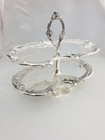Support à gâteau décoratif à 3 niveaux, design Detroit, en aluminium, métal vintage, 48 cm, couleur argent, fait main, passe au lave-vaisselle, créations antiques