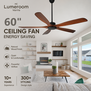 USA In Stock 60 Inch Solid Wood <b>Ceiling</b> <b>Fan</b> No Light 5 Blade Quiet DC Motor with <b>Remote</b> <b>Control</b> for Large Room - Product Image 1