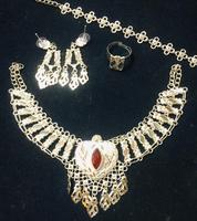 Parure de bijoux plaqué or 24 carats style vintage, collier, boucles d'oreilles et bracelets en cuivre, style Comores Mayotte, USA France