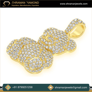 Joyería fina de lujo de calidad superior 3,5 quilates y 14 gramos 14K oro personalizado oso de peluche Moissanite diamante colgante para regalo de niños - Product Image 3