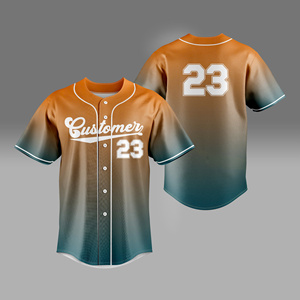 Camiseta de Béisbol Transpirable con Estampado Degradado Personalizado de Moda, Ropa Deportiva con Botones para Hombre, 100% Poliéster - Product Image 3