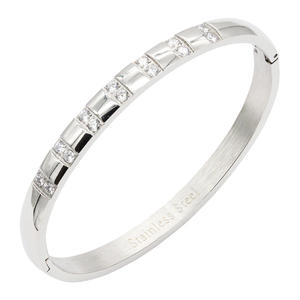 <b>Diamond</b> <b>Bracelet</b> Stainless Steel Gold Plated Hinged <b>Bangle</b> Women's Classic Everyday Wear Synthetic Lab Grown <b>Diamonds</b> - Product Image 1