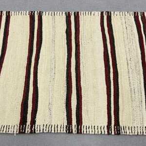 Vintage Turkish Rug, 2.6x10.2 ft <b>Runner</b> Rug, <b>Red</b> White Southwestern Rug - Product Image 3