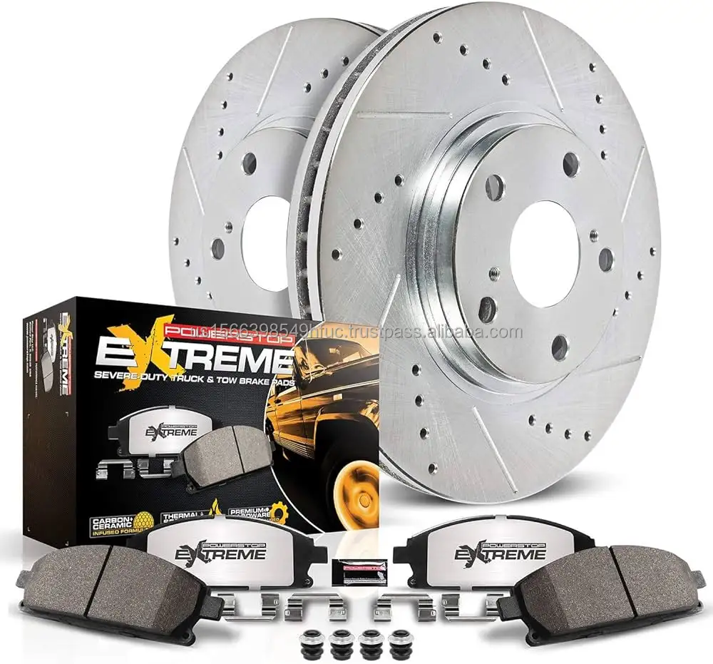 Nouveau K6404-36 d'arrêt d'alimentation avant et arrière Z36 Kit de frein pour camion et remorquage Plaquettes de frein en céramique en fibre de carbone Rotors de frein percés et fendus