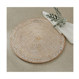 Centre de table Assiette de charge en rotin Matériau naturel avec tissage élégant Prix de gros parfait pour les assiettes de table - Product Image 5