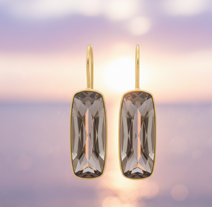 Pendientes de Plata de Ley 925 Chapados en Oro de 18K de Alta Calidad, Cuarzo Ahumado, 12×25mm, Octágono, 5 Pulgadas, 12g, para Fiestas - Product Image 2