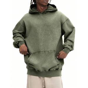 Streetwear Design personnalisé en détresse broderie Patch pull surdimensionné hommes sweats à capuche français éponge strass Baggy sweats à capuche hommes - Product Image 3