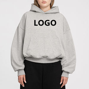 100% algodón personalizado Boxy Fit Hoodie hombres mujeres peso pesado 380gsm pulóver bordado RhinestoneCropped sudaderas con capucha - Product Image 6