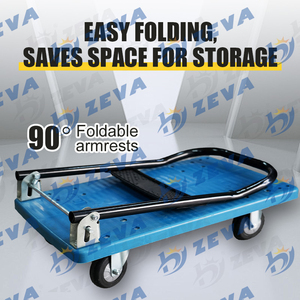 <strong>Industrial</strong> Four-Wheel Foldable Push <strong>Cart</strong> Dolly with <strong>Flat</strong> Bed Wagon Customizable OEM Hand Truck for Moving Platform - Product Image 2