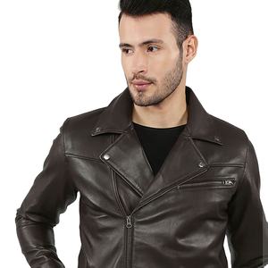 แจ็กเก็ตหนังแฟชั่นสำหรับผู้ชายเสื้อแจ็กเก็ตหนังเคลือบดีไซน์ใหม่มีคอตั้งขนาดพิเศษ - Product Image 5