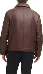 Chaqueta de bombardero de cuero marrón para hombre Abrigo de invierno de calidad con cuello levantado Mejor precio Venta en línea - Product Image 3