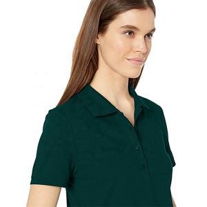 Logotipo personalizado de las mujeres para la camiseta del polo 80% Algodón 20% poliéster señoras estilo de moda patrón sólido de punto casual polos - Product Image 6