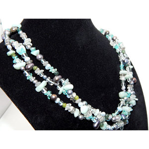 Splendida collana di perline in argento Sterling 925 Design Tristrand esemplare - Product Image 4