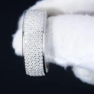 Anillo de Moissanita con Diamantes Completos, Estilo Hip Hop, Diseño Redondo, Joyería Moderna para Hombre, Accesorio de Moda - Product Image 2