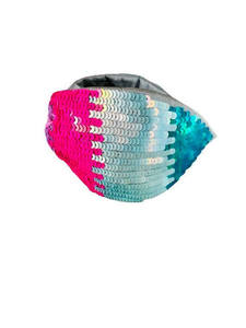 Bandeau en tissu luxueux fait à la main avec nœuds perlés rose et aqua, accessoires de cheveux tendance en gros, bandeaux doux et rembourrés - Product Image 3