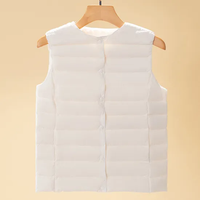 Chaleco Acolchado de Algodón para Mujer, Casual, Ligero, de Lana, con Cierre de Doble Botonadura, Sin Mangas, con Cuello Alto, para Invierno