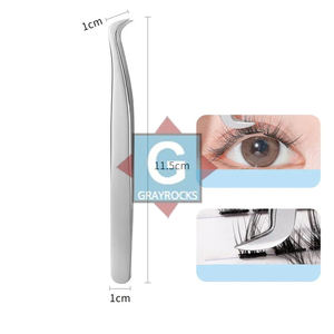 แหนบดัดขนตาสแตนเลสเกรดพรีเมียม Gray Rocks (รุ่น GE-3232-32) ปลายเรียบ สำหรับดูแลขนตาและจัดตำแหน่งขนตาอย่างแม่นยำ A+ - Product Image 3