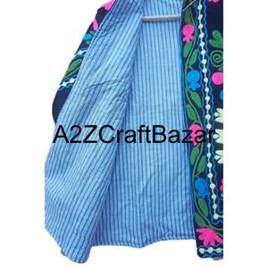 Veste bomber en velours tricoté à fleurs bohème brodée à la main, manteau pour femme imprimé, doublure en coton, fabrication artisanale, écologique, été - Product Image 5