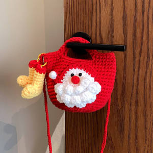 Sac seau en coton tissé au crochet fait main pour femme avec poignée souple, fermeture à bouton et doublure en polyester pour usage quotidien - Product Image 4