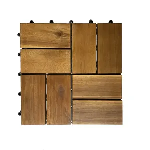 Wpc acacia wooden composite DIY decking floor tiles slabs 8 slats easy to customized floor wood flooring