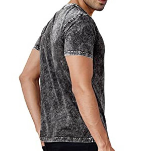 Camiseta de Manga Corta para Hombre, Cuello Redondo, Algodón Grueso, Estilo Vintage, Lavado Ácido, Alta Calidad - Product Image 3