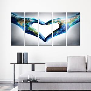 Lienzo Impreso: Arte Abstracto Bohemio, Planeta del Amor, Decoración Moderna para Regalo, 5P: Enmarcado en Galería - Product Image 1