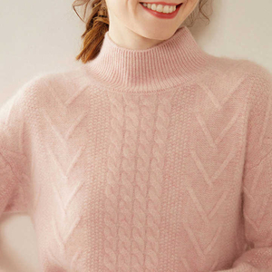 Suéter abotonado con cuello simulado de talla grande y regular para mujer, suéter ligero de algodón 100% transpirable para mujer, venta al por mayor - Product Image 6