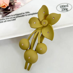 مشابك شعر مسطحة على شكل زهرة للنساء بأحجار الراين مشابك مخلب فرنسية غير لامعة للشعر - Product Image 5