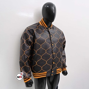 Veste en cuir PU personnalisée OEM pour hommes, style imprimé par sublimation dans la rue, mode automnale, veste universitaire Hip Hop, vêtements décontractés et amples - Product Image 5