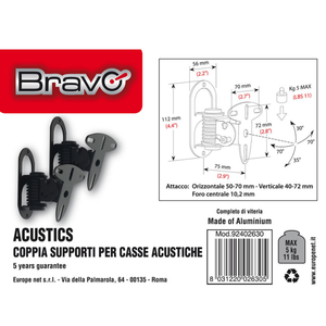 Set di 2 supporti da parete in alluminio di colore nero da 5 kg per custodie acustiche per TV e carrelli - Product Image 2