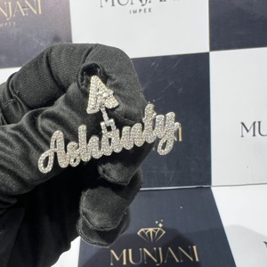 Collier Pendentif Personnalisé avec Logo et Nom, Plaqué Or, Argent 925, Lettres Serties de Diamants de Laboratoire Certifiés IGI VVS, Style Hip Hop pour Fêtes - Product Image 6