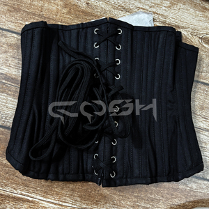 Corsé de Fitness Personalizado de Algodón Negro, con Varillas de Acero Resistentes, con Cordones Ajustables en la Espalda - Product Image 4