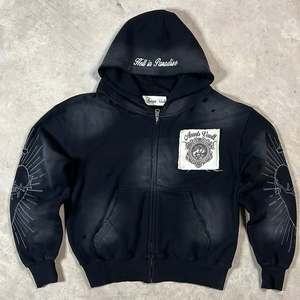 เสื้อสเวตเตอร์ผ้าฝ้ายโอเวอร์ไซส์ลายกราฟิกสำหรับฤดูหนาวเสื้อฮู้ดมีซิปมีฮู้ดพิมพ์ลาย - Product Image 4