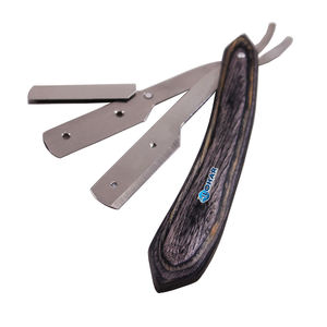 Suministros de peluquero profesional corte recto garganta salón peluquero hoja de afeitar salón maquinilla de afeitar para peluquero mango de madera negro - Product Image 1