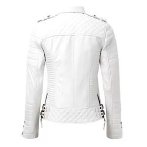 แจ็กเก็ตหนัง PU สำหรับผู้หญิงแจ็คเก็ตแฟชั่นสตรีทวัสดุผ้าแคนวาสสำหรับสวมใส่ในฤดูหนาวออกแบบได้ตามต้องการ - Product Image 2