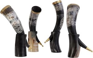 Cuerno vikingo para beber con soporte Jarra de cerveza Juego de tronos Jarra de cerveza medieval, Copa de cuerno Mejor regalo de boda para padrinos de boda - Product Image 5