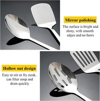 Juego de Utensilios de Cocina de Acero Inoxidable de Alta Calidad, 4 Piezas, Juego de Espátulas, Cuchara para Servir Alimentos, Utensilios de Cocina