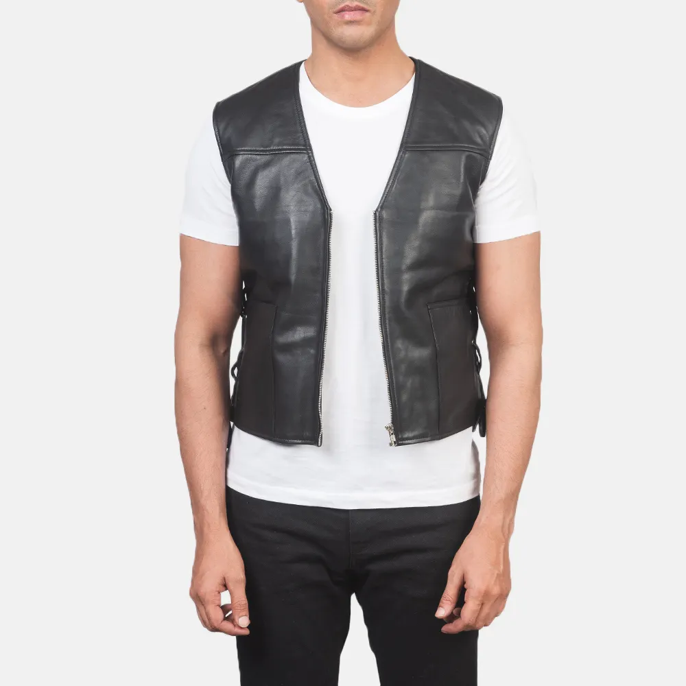 Motorcycle Racing Vest Leather Vest in Brown Black Color For Men Wholesale Best Price Leather Vest