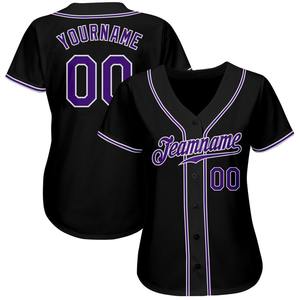 Maillot de baseball authentique personnalisé noir violet-blanc - Product Image 2