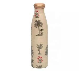 Handcrafted 100% Pure Copper <b>Metal</b> Bottle Full Engraved With Lid For Direct Drinking Water Drinkware For Adults For Camping - Product Image 1