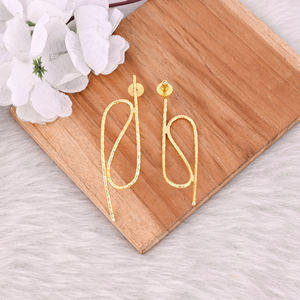 Pendientes de Botón de Latón Simple, Hechos a Mano, con Baño de Oro Amarillo, Joyería, Regalos, Fabricante Mayorista Personalizado - Product Image 4
