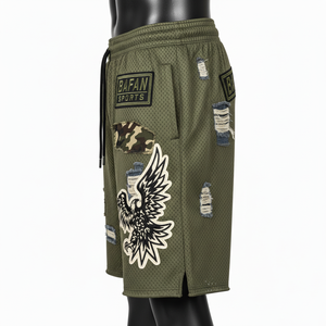 High quality 160 GSM polyester mesh <b>short</b> <b>men</b> olive green sports training <b>shorts</b> embroidery <b>patch</b> custom logo Mesh <b>men's</b> <b>shorts</b> - Product Image 2