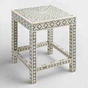 Incrustation d'os artisanat tradition personnalisée et florale Table de chevet armoire incrustation d'os Table noire meubles de salon d'Inde - Product Image 5