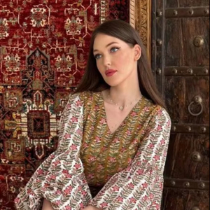 Imprimé floral nouveau automne plissé à manches longues robe col en v robe imprimé fleuri personnalisé femmes élégantes Maxi été meilleur Design - Product Image 1