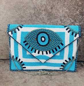 Sacs à bijoux portables en microfibre à fermeture ouverte, ornés de perles de verre personnalisées motif œil bleu, pour la revente - Product Image 6