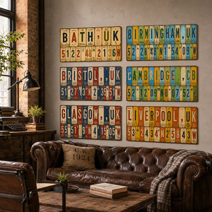 Letrero Metálico Vintage de Matrícula de Ciudad del Reino Unido, Letrero Metálico Rústico Retro, Decoración de Pared para <span class=keywords><strong>Bar</strong></span> o Garaje, Estilo Antiguo - Product Image 3