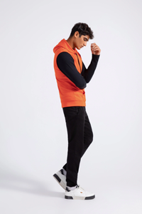 Wholesale <b>Sleeveless</b> Hooded Sweatshirt Regular Fit Drawcord Custom Logo Plus Size - Product Image 4