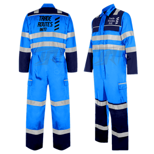 Ensemble global de sécurité en polyester avec logo personnalisé d'approvisionnement direct d'usine bavoir boutonné vêtements réfléchissants à col rond - Product Image 5