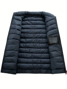 2025 Hooded Canvas Coated Puffer Jacket Premium Quality Men's Winter Outdoor Custom Logo Front Windproof - Product Image 5